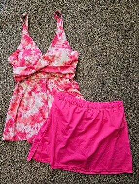 Kim Gravel X Swimsuit For All Twist Fly Away Top & Skirt  Swimsuit sz 8